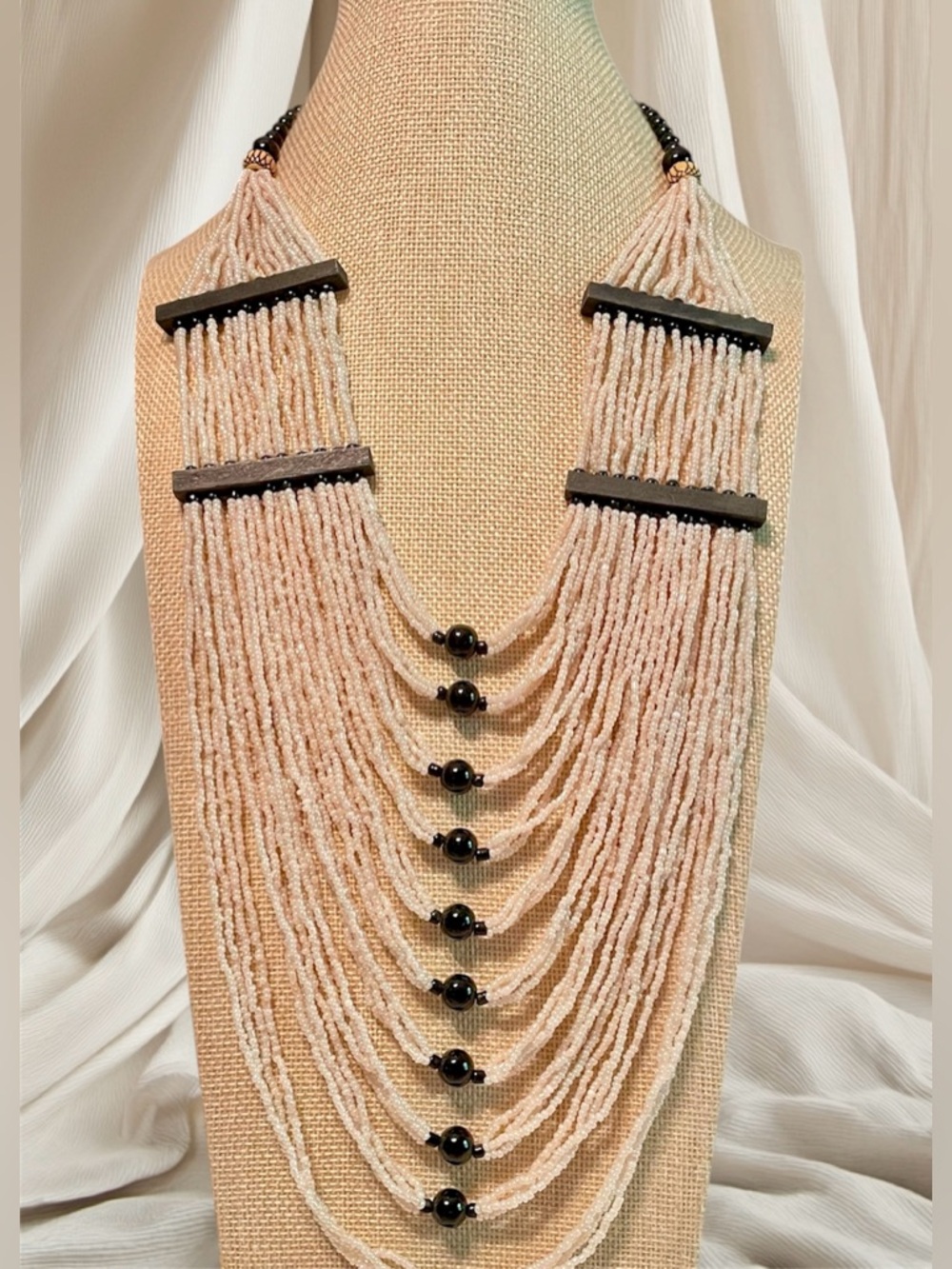 Ghanaian Glass Beaded Breastplate Necklace - Picture 5 of 6